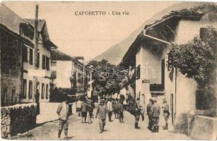 Kobarid, Caporetto; Una via / street view with soldiers