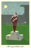 4 db MODERN humoros sport grafikai lap / 4 modern humorous sport graphic art postcards