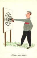 4 db MODERN humoros sport grafikai lap / 4 modern humorous sport graphic art postcards