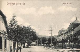 Gyorok, Ghioroc; utcakép, takarékpénztár / street view, savings bank