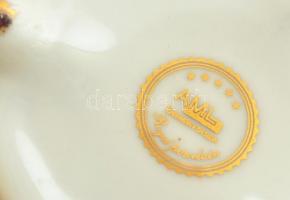 Német rózsamintás porcelán mokkás készlet, 6 személyes, matricás, hibátlan, jelzett, eredeti dobozáb...