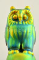 Zsolnay eozin mázas bagoly, jelzett, kopásnyomokkal, m: 8 cm