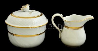 Herendi aranyozott teás készlet, kézzel festett, jelzett, hibátlan, hiányos, 7 db