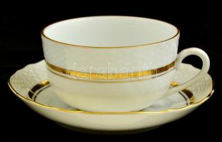Herendi aranyozott teás készlet, kézzel festett, jelzett, hibátlan, hiányos, 7 db