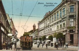 Miskolc, Széchenyi utca, Nagy szálloda, villamos (EB)