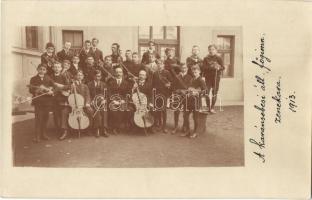 1913 Karánsebes, Caransebes; a karánsebesi állami főgimnázium zenekara / grammar schools music band. photo (EK)