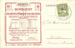 Cigány muzsikus gyerekek. hátoldalon sorsjegy a Szegénygyermek Poliklinika javára / Gypsy musician c...