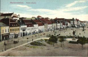 Marosvásárhely, Targu Mures; Fő tér, Lukács János, Lang Béla üzletei. Porjes S. Sándor kiadása / main square, shops