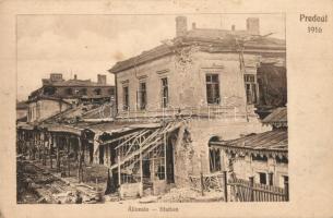 1916 Predeál, Predeal; a németek bevonulása, vasútállomás romok a csaták után / entry of the German troops, railway station ruins after the fights between the German and Romanian troops (EK)