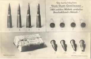 A hírhedt Dum-Dum lövedékek, Németország ellenségei használják / Die berüchtigten Dum-Dum Geschosse / The infamous Dum-Dum bullets. WWI military