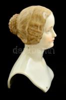 cca 1890 Meissen porcelán női fej, kézzel festett, jelzett, hátoldalán karcolás nyomok, m: 15 cm /Me...