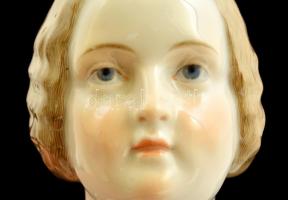 cca 1890 Meissen porcelán női fej, kézzel festett, jelzett, hátoldalán karcolás nyomok, m: 15 cm /Me...