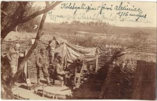 1916 Kelet Galícia, Hurráh-ágyú az állásokban / WWI K.u.k. military, Hurrah-Geschütz, cannon in the trench. photo