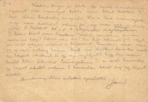 1942 Aczél László zsidó 109/15 KMSZ (közérdekű munkaszolgálatos) levele édesanyjának, Özv. Aczél Árm...