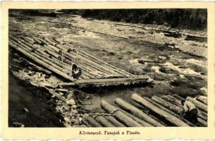 Kőrösmező, Yasinia, Jassinja, Jasina (Máramaros); Tutajok a Tiszán. Rosenthál Margit kiadása / rafts by the river (EK)