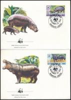 WWF: Törpe víziló sor 4 FDC-n WWF: Pygmy hippopotamus set on 4 FDC