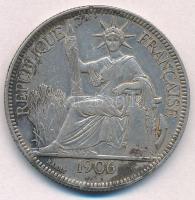 Francia Indokína 1906A 1P Ag T:2- ph., patina
French Indo-China 1906A 1 Piastre C:VF edge error, pa...
