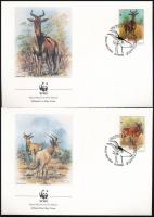 WWF Antelope stripe of 4 + set 4 FDC WWF: Antilop négyescsík + sor 4 FDC-n