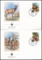 WWF: Antelope stripe of 4 + set on 4 FDC WWF: Antilop négyescsík + sor 4 FDC-n