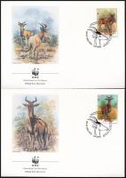 WWF: Antelope stripe of 4 + set on 4 FDC WWF: Antilop négyescsík + sor 4 FDC-n