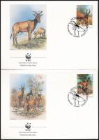 WWF: Antelope stripe of 4 + set on 4 FDC WWF: Antilop négyescsík + sor 4 FDC-n