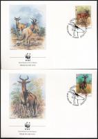 WWF: Antilop négyescsík + sor 4 FDC-n WWF: Antelope stripe of 4 + set on 4 FDC