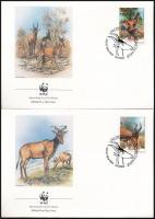 WWF: Antilope stripe of four + set on 4 FDCs WWF: Antilop négyescsík + sor 4 FDC-n