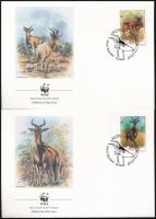 WWF: Antilope stripe of four + set on 4 FDCs WWF: Antilop négyescsík + sor 4 FDC-n