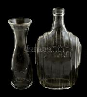 Boros kiöntő és egy Gschwindt feliratú palack, hibátlan, m: 19-23 cm