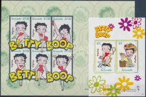 Betty Boop mini sheet + block, Betty Boop, rajzfilmfigura kisív + blokk
