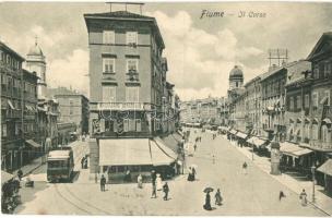 Fiume, Il corso / villamos, üzletek / tram, shops. Römmler & Jonas