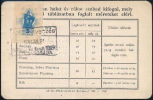 1945 Bp., Budapesti lakos számára kiállított halászjegy 5 pengős okmánybélyeggel / fishing ticket