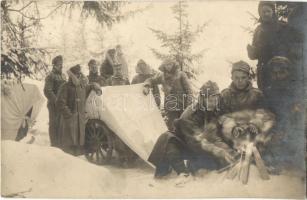 2/4 Hegyi üteg a nagy télben / WWI K.u.k. military, mountain squad in winter, photo (fl)