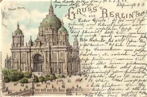 1899 Berlin, Neuer Dom. Gruss aus... hold to light litho. W. Hagelberg (small hole in the middle)