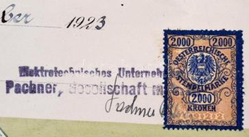 1923 Graz, tanoncszerződés elektroműszerész részére, okmánybélyeggel