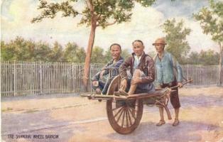Shanghai, Wheel barrow, Chinese folklore. Raphael Tuck & Sons Oilette No. 8952.