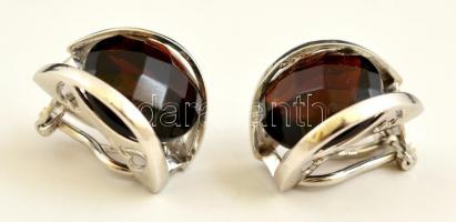 Ezüst(Ag) üveg kővel díszített szett (fülbevaló, gyűrű, függő), jelzett, gyűrű méret: 56, bruttó: 17...