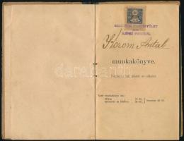1906 Mezőtúri kőműves segéd munkakönyve, Mezőtúri Ipartestület által kiállítva,  viaszpecséttel, 30 ...