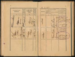 1906 Mezőtúri kőműves segéd munkakönyve, Mezőtúri Ipartestület által kiállítva,  viaszpecséttel, 30 ...