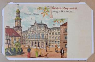 100 db MODERN Soproni városképes lap kis albumban / 100 modern Hungarian town view postcards from Sopron in small album