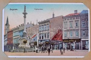 100 db MODERN Soproni városképes lap kis albumban / 100 modern Hungarian town view postcards from So...