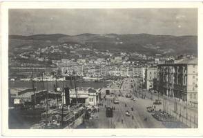 Trieste, panorama with ships, tram, automobiles, port (EK)