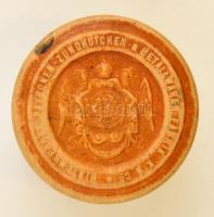 Flobert tölténydoboz, dombornyomott címerrel, d: 5 cm, m: 4 cm