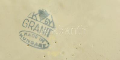 Gránit köpőtál, fehér mázas, jelzett, hibátlan, 23×16 cm