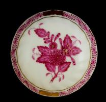 Herendi Apponyi mintás ékszertartó dobozka, kézzel festett, jelzett, hibátlan, d: 6,5 cm, m: 4 cm