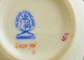 Herendi Apponyi mintás ékszertartó dobozka, kézzel festett, jelzett, hibátlan, d: 6,5 cm, m: 4 cm