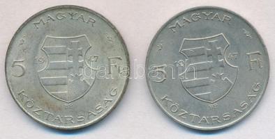1947. 5Ft Ag "Kossuth" (2x)  T:2,2- kis patina