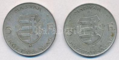 1947. 5Ft Ag "Kossuth" (2x)  T:2,2- kis patina