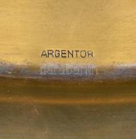 Argentor fém tálka, kis kopásokkal, 19,5×12×1,5 cm