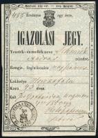 1861 Horvátfalu/Krobotek, német nyelvű igazolásjegy (Legitimationskarte)